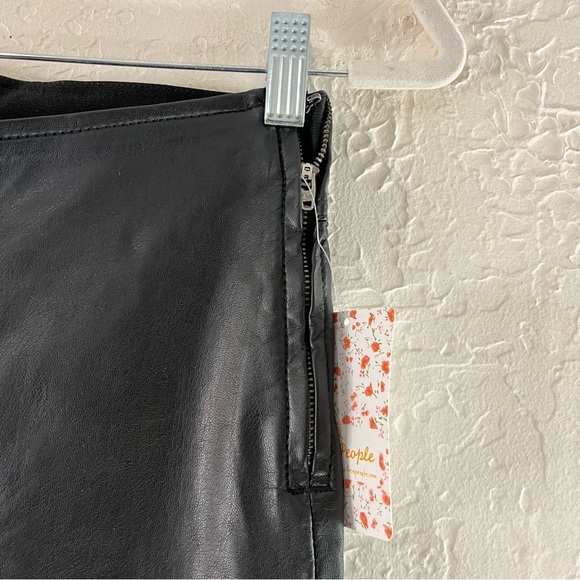 Free People Faux Leather Penny Pull On Flare Jeans in Black - Picture 5 of 12